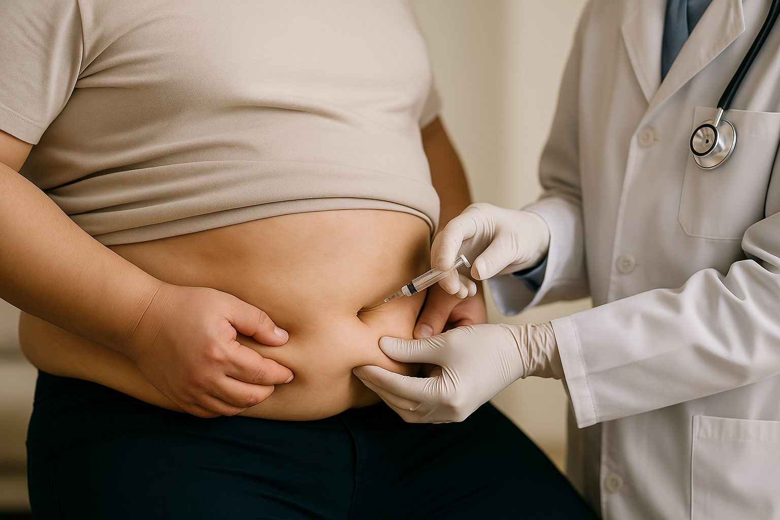 Doctor giving weight loss injection to patient